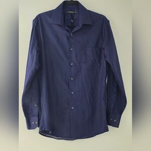 Geoffrey Beene Blue Dress Shirt Classic Long-Sleeve